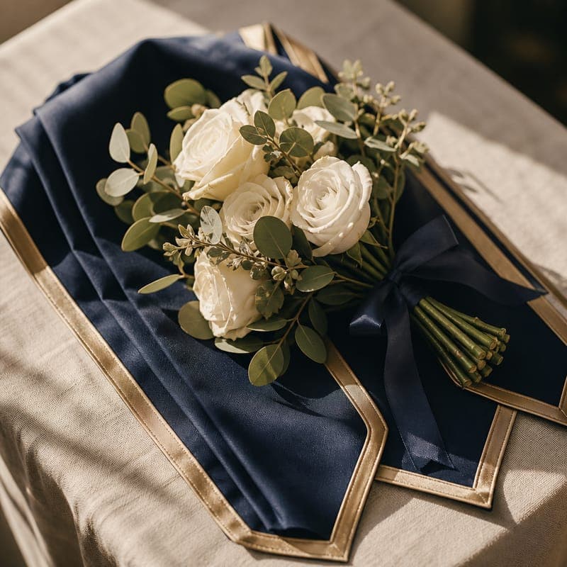 White roses and a rolled diploma
