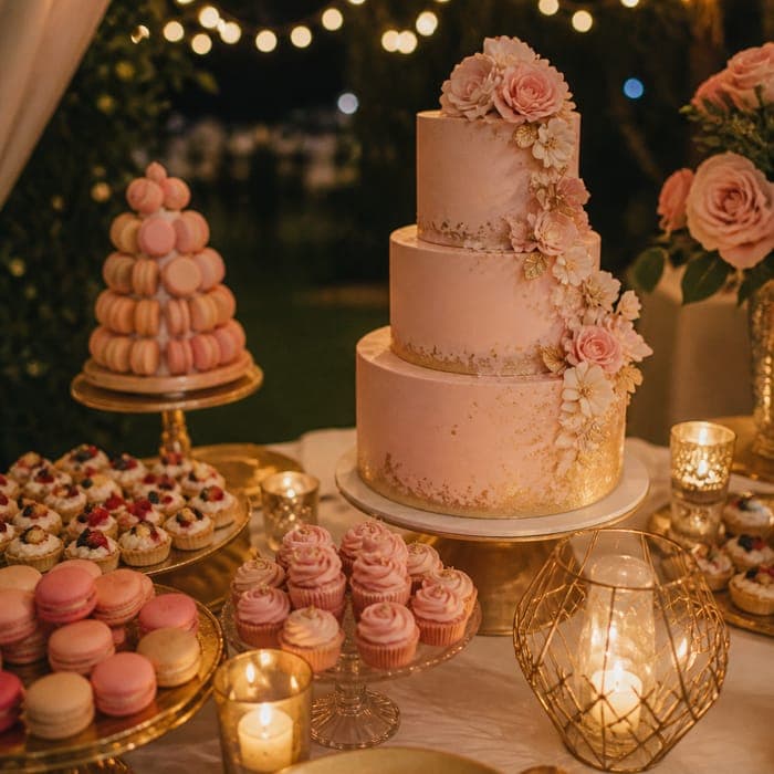 The dessert table with the debut cake