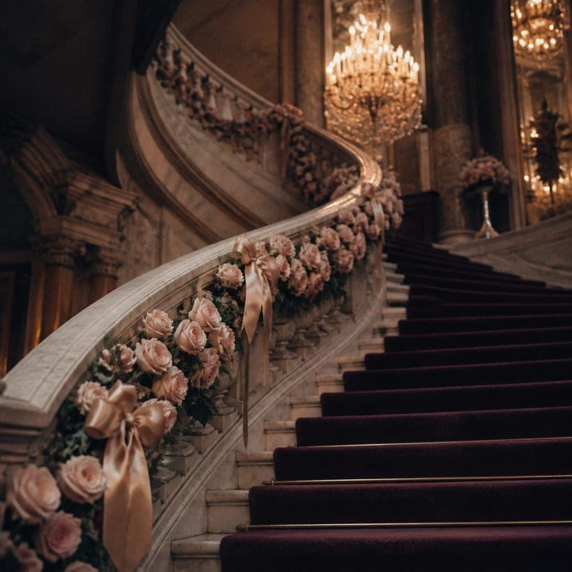 Sofia's grand entrance down the ballroom stair