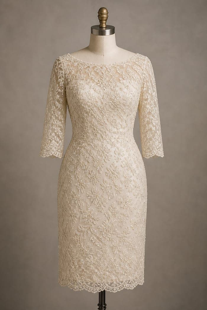 An ivory Filipiniana gown on a dress form