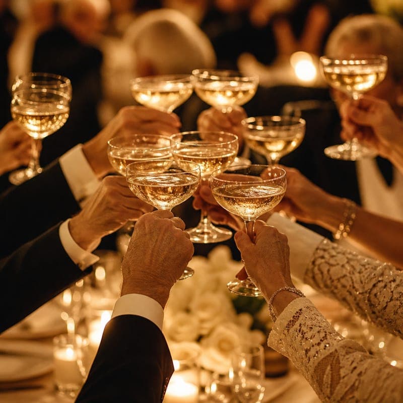 Champagne raised at the head table