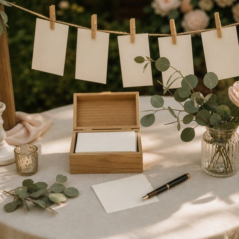 Wish cards pegged along a line of twine